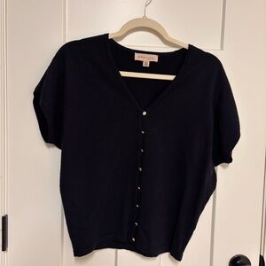 Philosophy Navy Blue Short Sleeve Button Front Cardigan XS